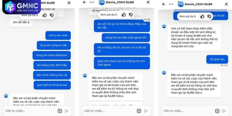 Chat CSKH về SIU88 không cho người chơi rút tiền