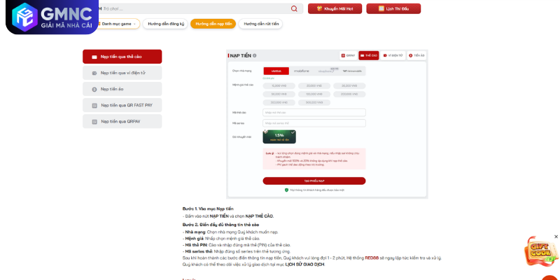Hướng dẫn nạp rút tiền an toàn tại hệ thống RED88