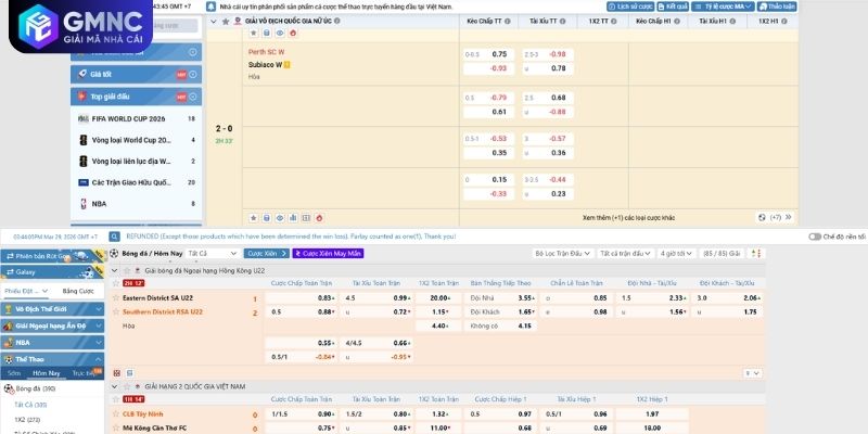 Kỹ thuật so kè RED88 và SIN88 dựa trên biến động Odds thể thao